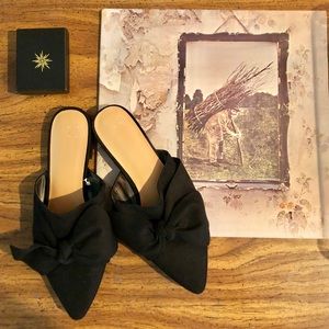 Target Black Bow Sueded Mules